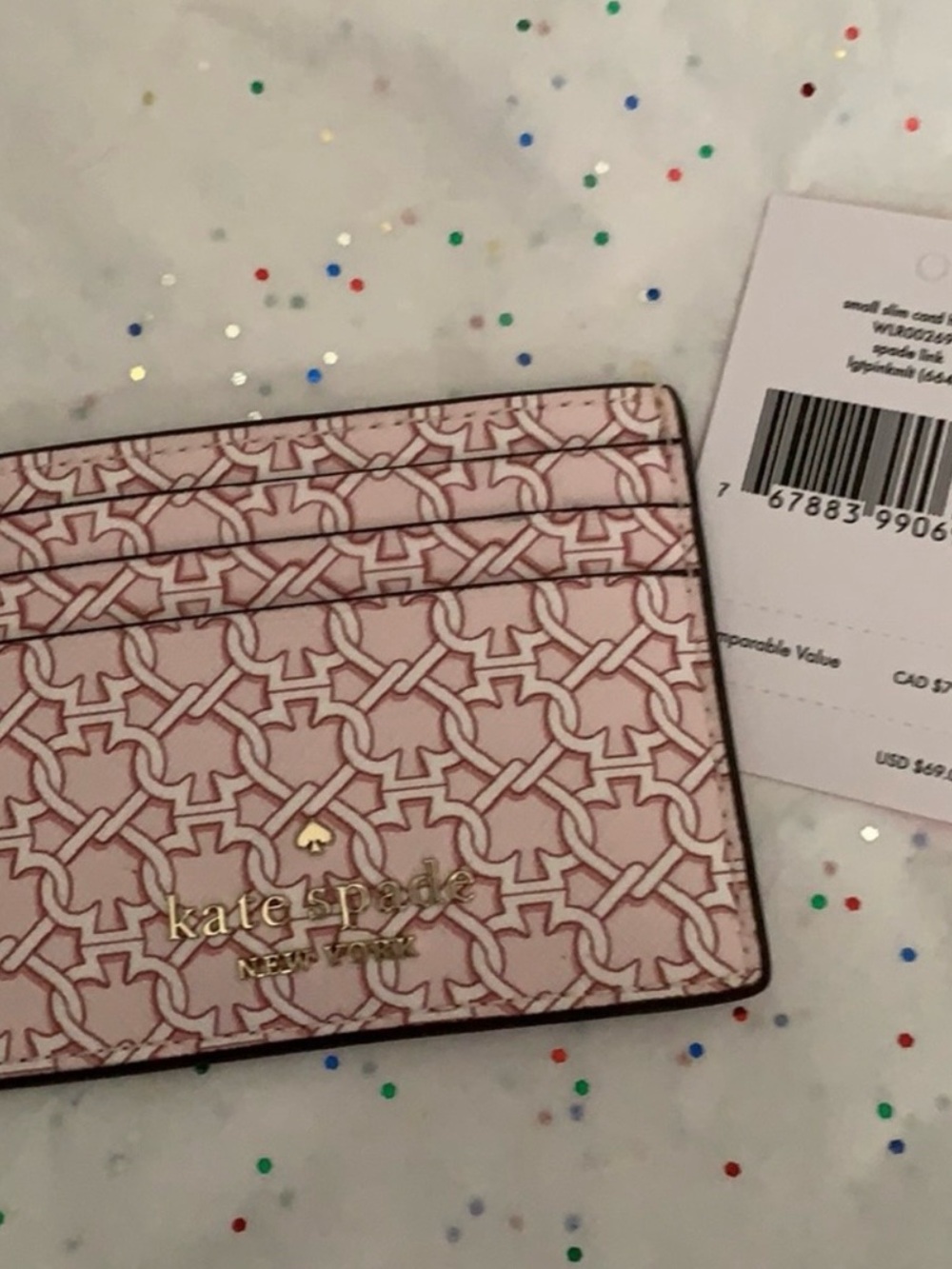 Kate Spade Pink Link Patterned Card Holder - Picture 4 of 6